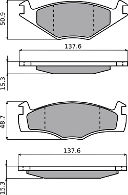 Przednie klocki hamulcowe  Seat Cordoba, Ibiza, Volkswagen Golf I, Golf II, Jetta I, Jetta II, Passat, Polo, Santana, Sirocco Indeks: 10-14
