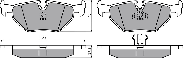 Przednie klocki hamulcowe  BMW 3 (E30), 3 (E36), 5 (E28), 5 (E34), 7 (E32), Z1 (E32), Z3 (E36); Saab 9-5 (YS3E) Indeks: 10-70